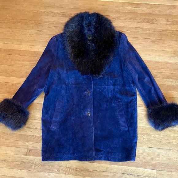 Vintage Jerry Lewis Classic Luxuries purple suede faux fur Penny Lane coat - Picture 11 of 16